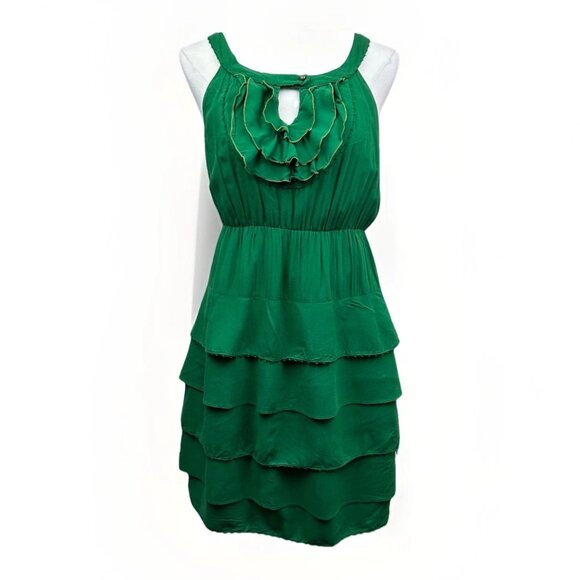 Anthropologie Maeve Gathered Together Sleeveless Tier Dress - Green - 8 -Worn 1X - Picture 4 of 16